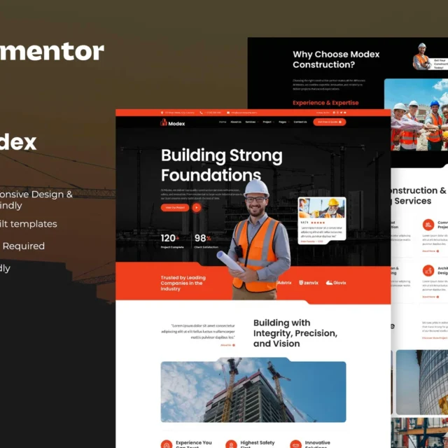 Modex - Construction & Building Services Elementor Template Kit preview