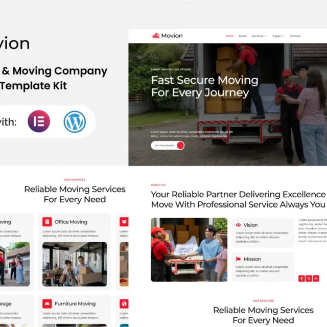 Movion - Relocation & Moving Company Elementor Template Kit preview