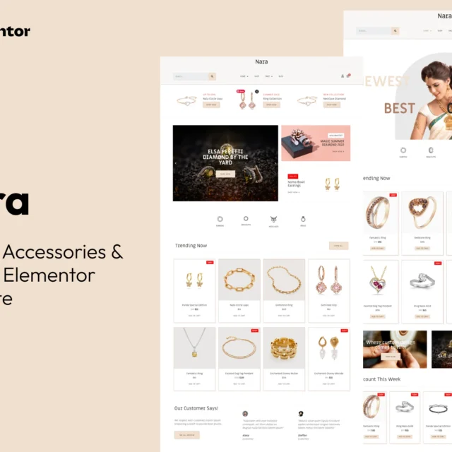 Nara - Jewelry Accessories Store Template Kit preview
