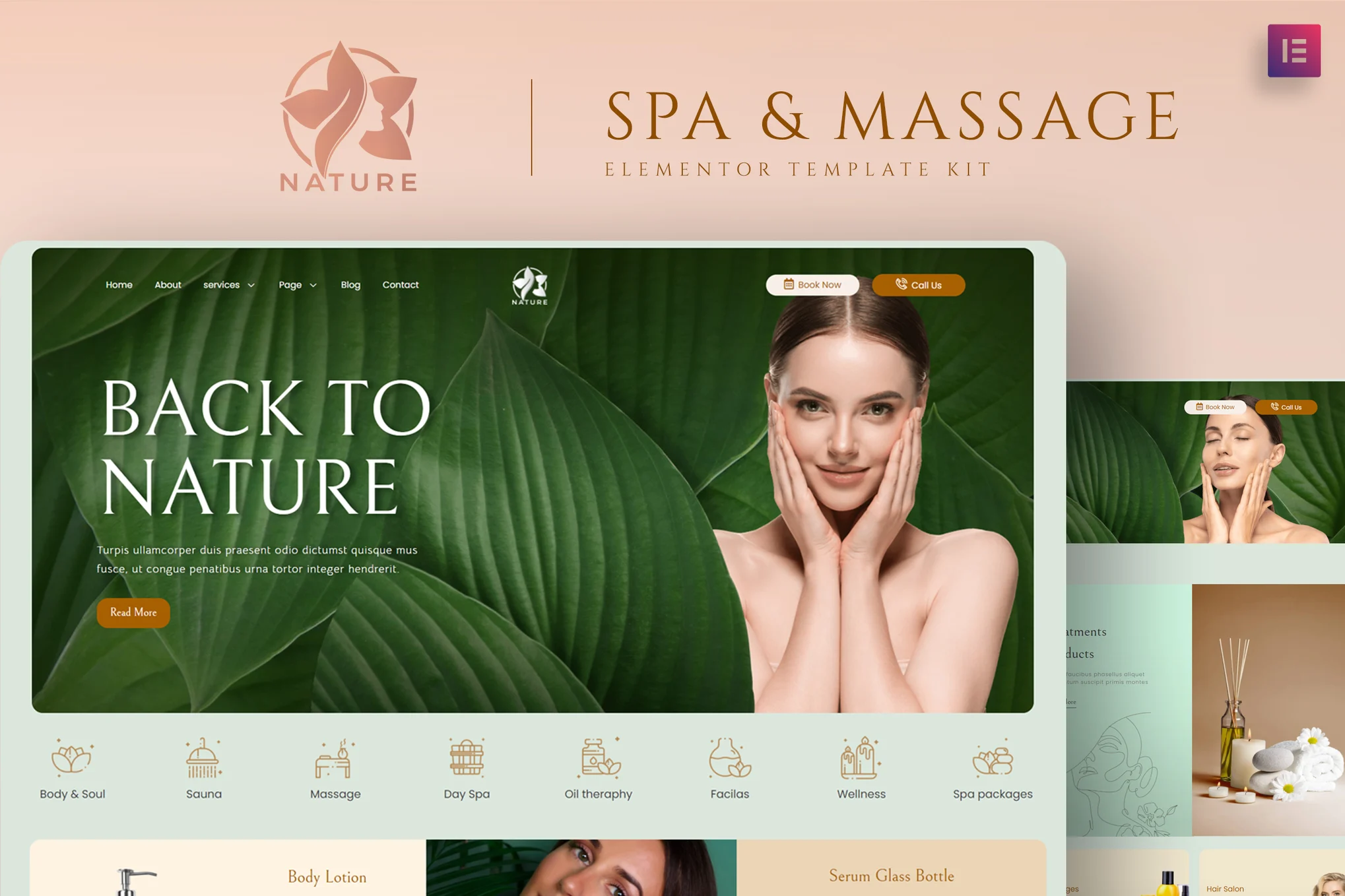 Nature - Spa & Massage Elementor Template Kit preview