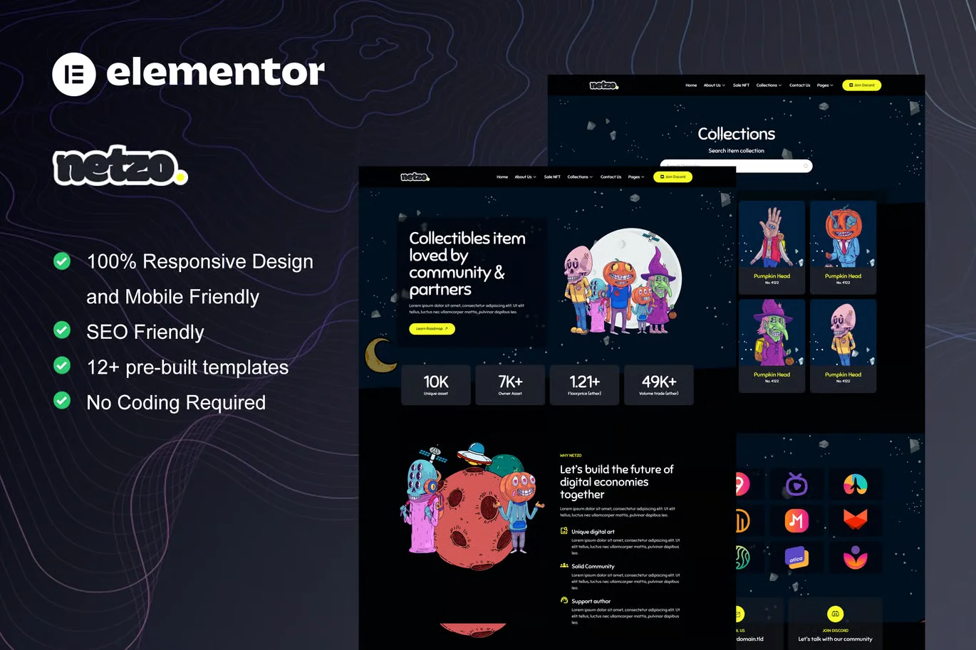Netzo - NFT Portfolio Elementor Template Kit preview