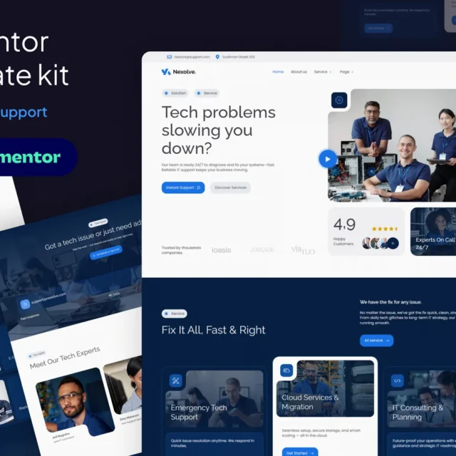 Nexolve - IT Service & Support Elementor Template Kit preview