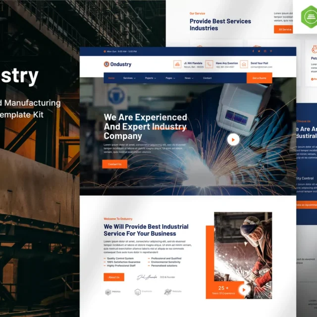 Ondustry - Industry & Manufacturing Elementor Template Kit preview