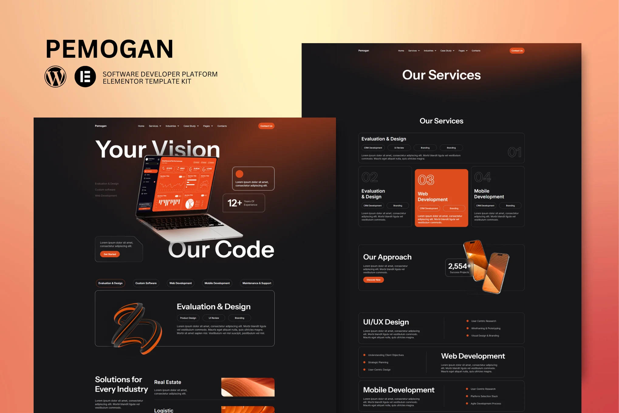 Pemogan software development and IT solutions Elementor template kit preview