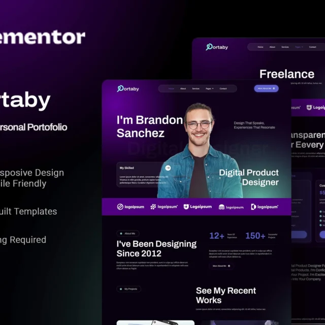 Portaby - Freelancer Personal Portofolio Elementor Template Kit preview