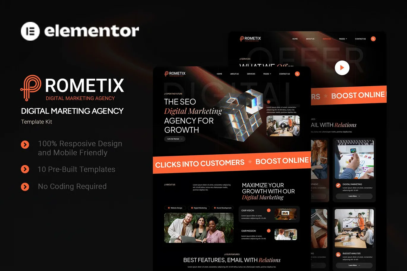 Prometix - Digital Marketing Agency Elementor Template Kit preview