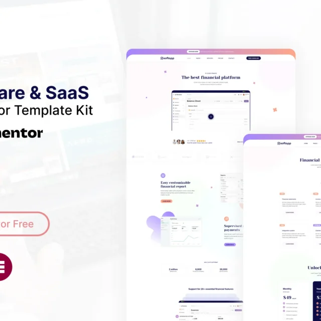 Softapp - Software & SaaS Elementor Template Kit preview