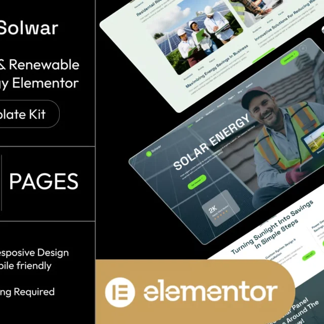 Solwar - Solar & Renewable Energy Elementor Template Kit preview