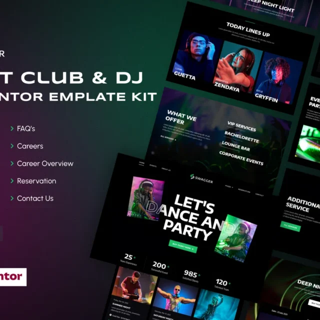 Swagger - Night Club & DJ Elementor Pro Template Kit preview