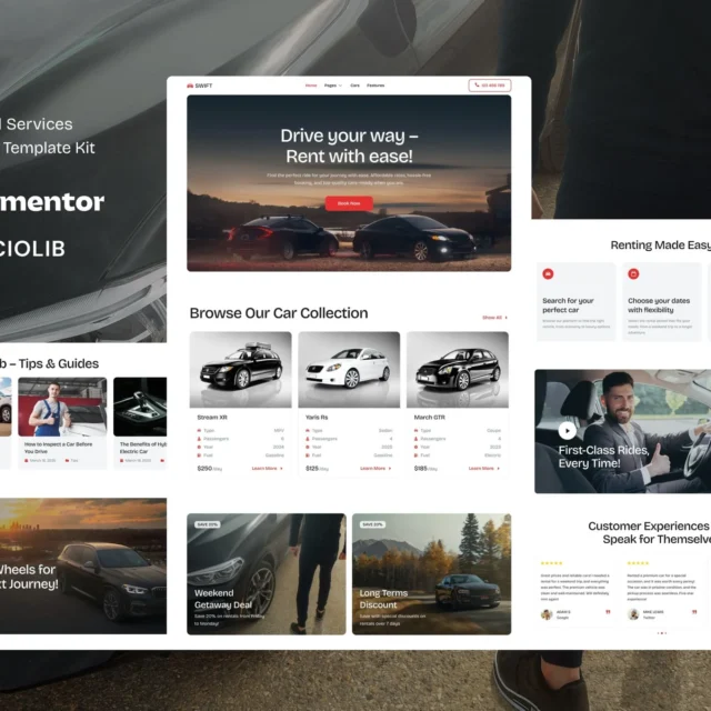 Swift - Car Rental Service Elementor Template Kit preview