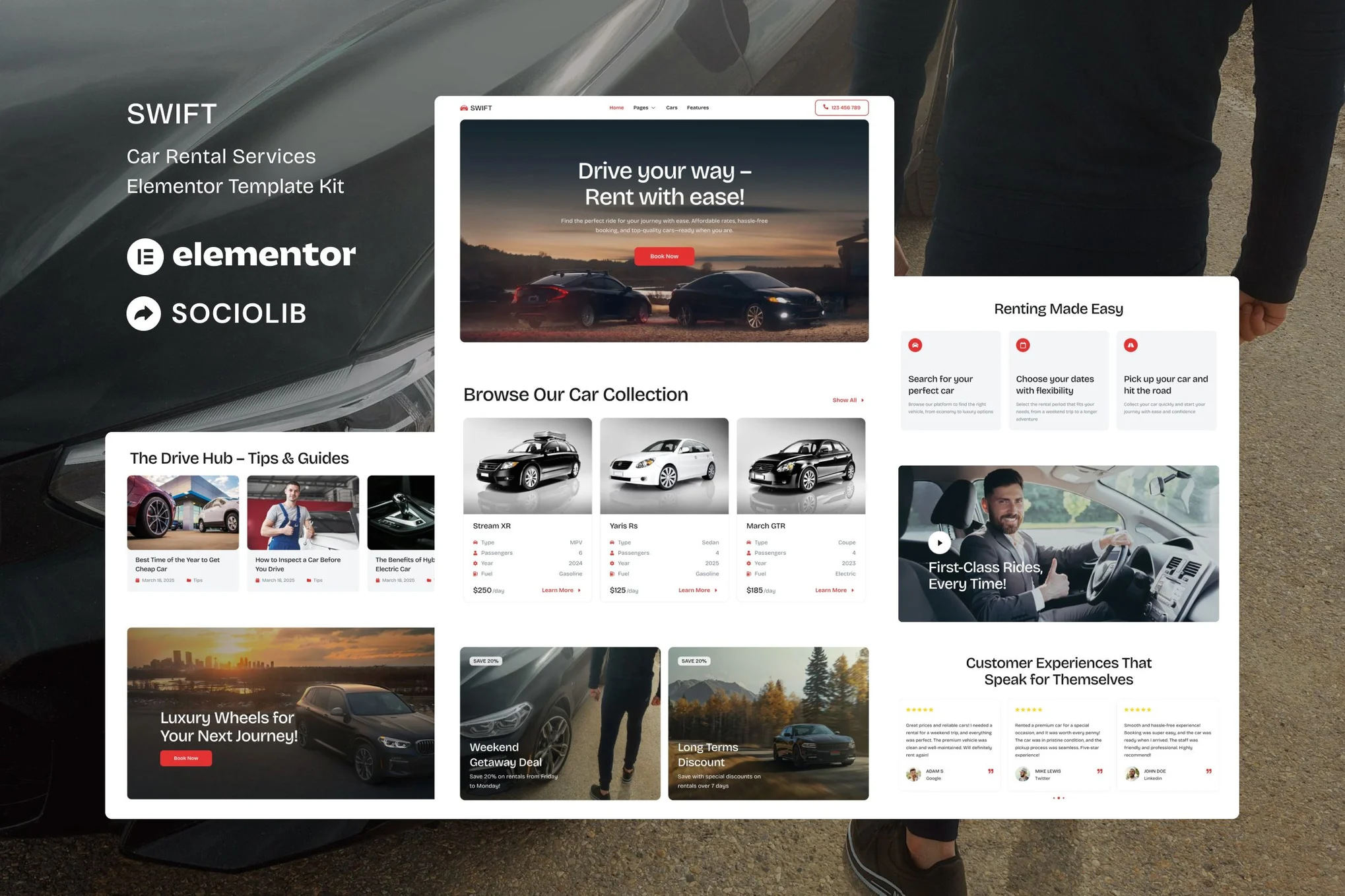 Swift - Car Rental Service Elementor Template Kit preview