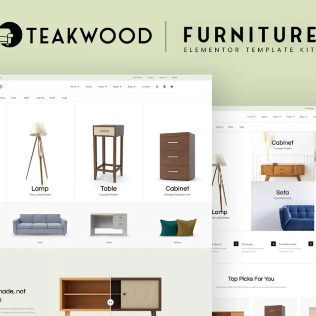 Teakwood - Furniture Shop Elementor Pro Template Kit preview