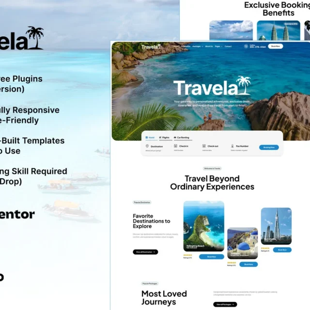Travela - Travel & Trip Business Elementor Template Kit preview