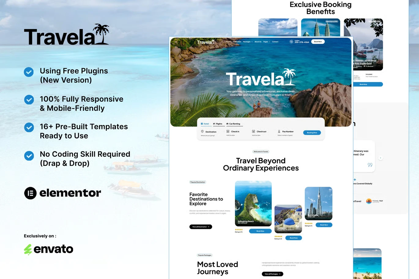 Travela - Travel & Trip Business Elementor Template Kit preview