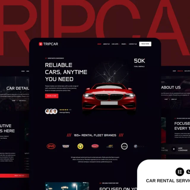 Tripcar - Car Rental Service Website Elementor Template Kit preview