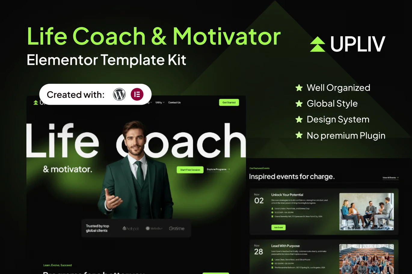 Upliv - Life Coach & Motivator Elementor Template Kit preview