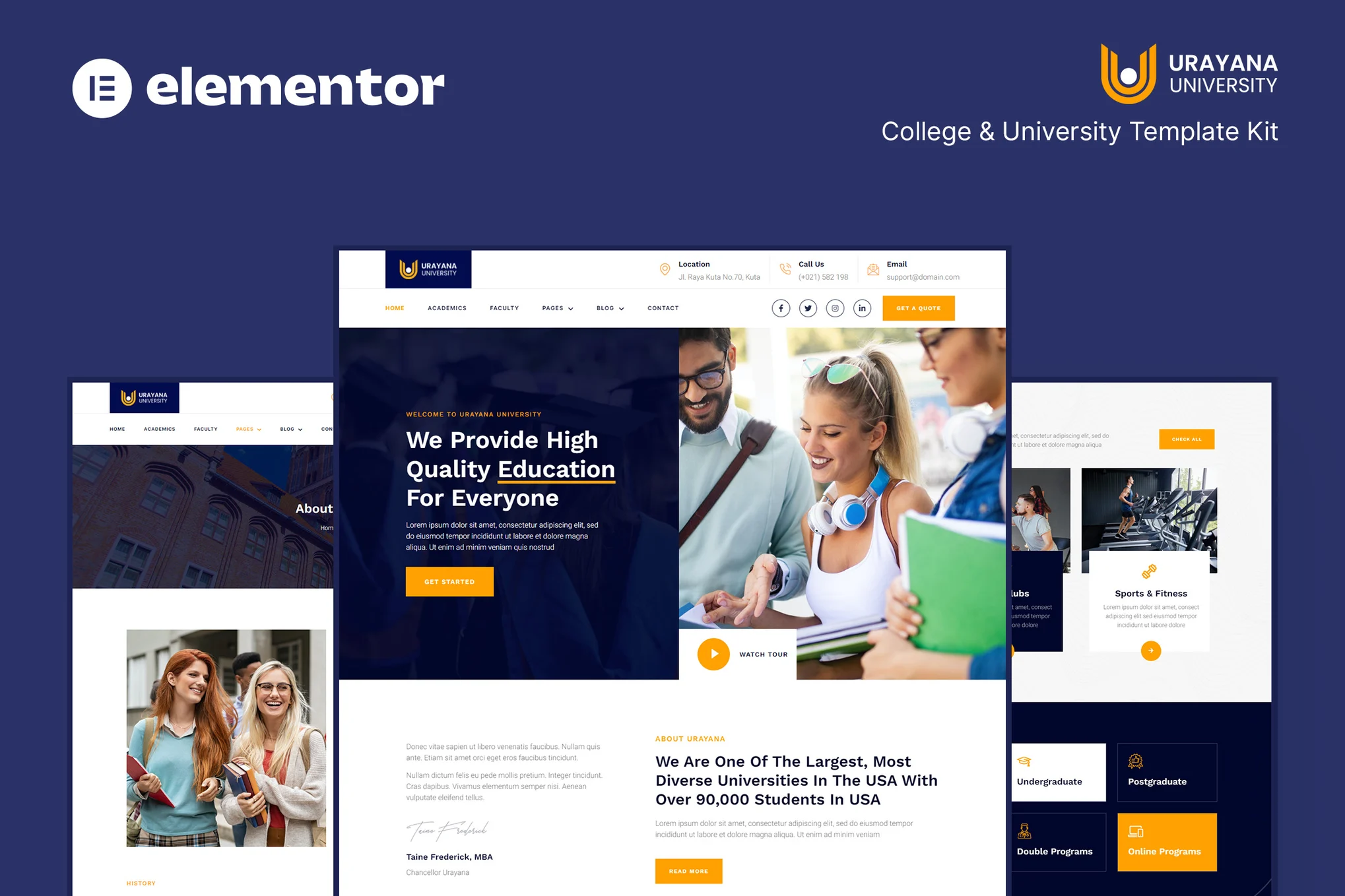 Urayana - University & College Elementor Template Kit preview