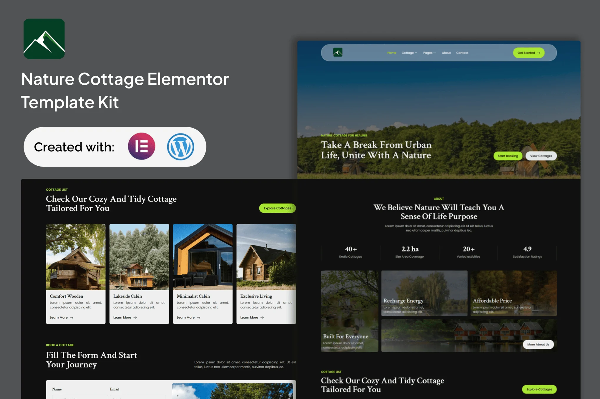Veridian - Nature Cottage Elementor Template Kit preview