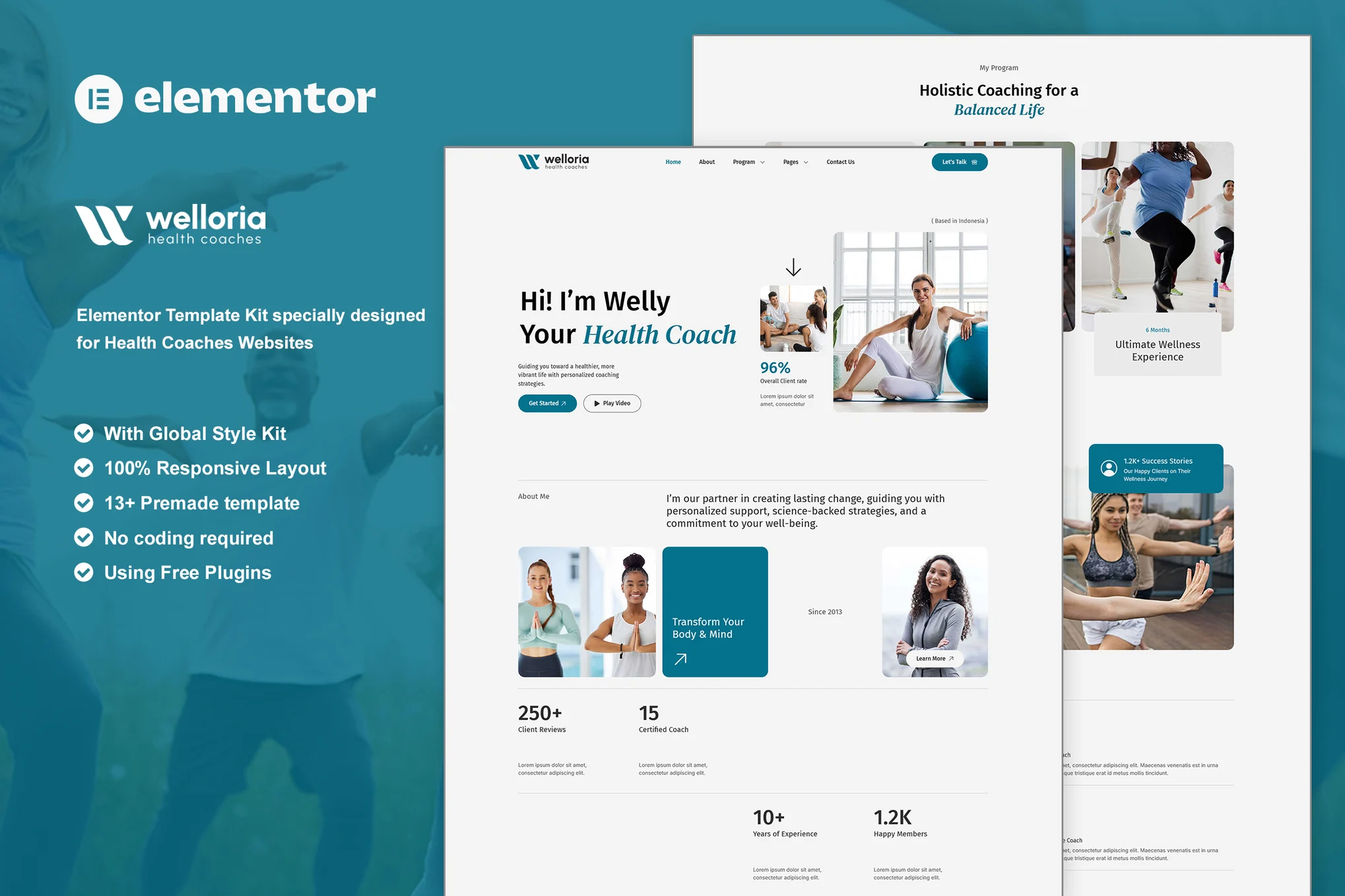 Welloria - Health Coaches Elementor Template Kit preview
