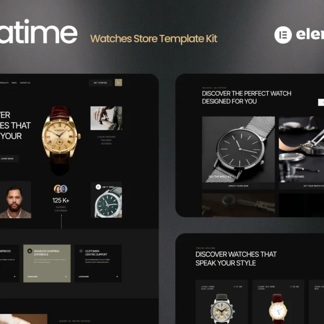 Zonatime - Dark Theme Watch Store Elementor Template Kit preview